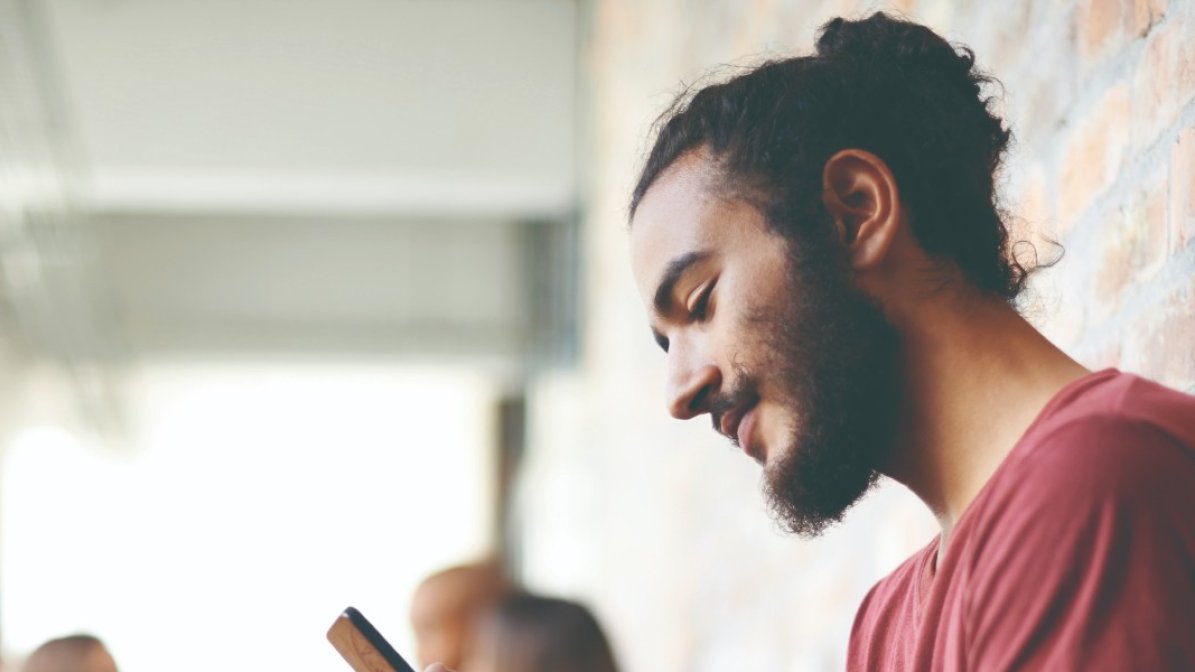 Student on his phone