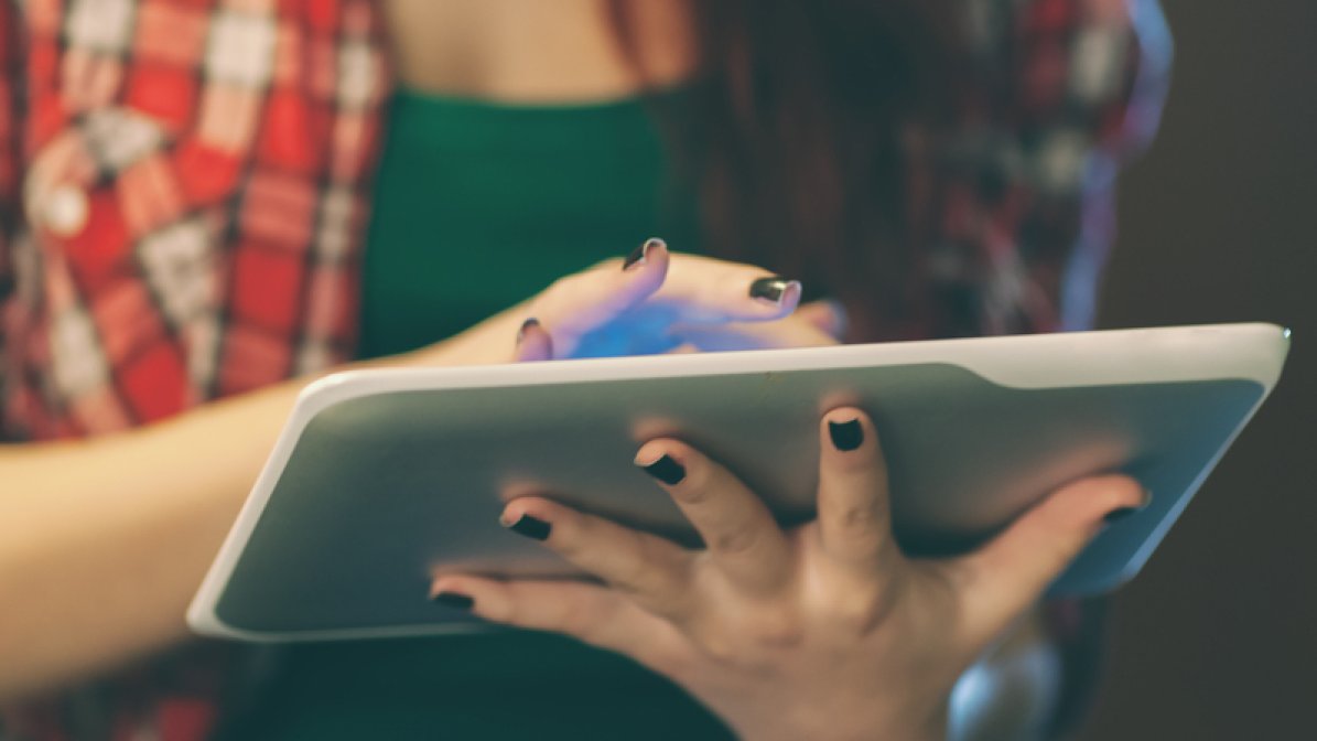 Student using laptop