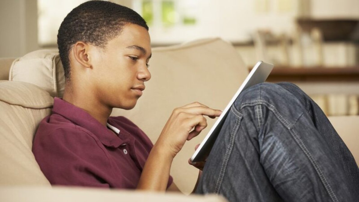 Student using a laptop