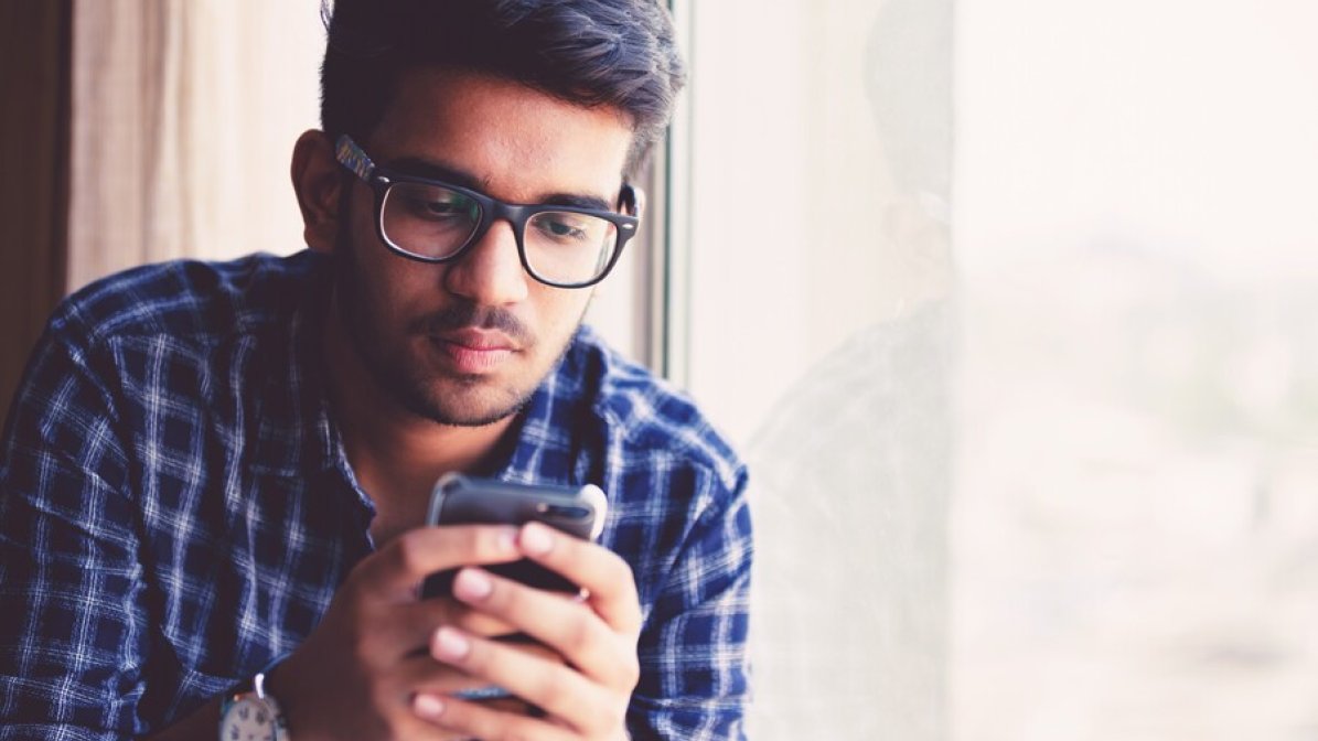 Student using mobile phone