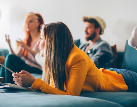 student relaxing at their accommodation