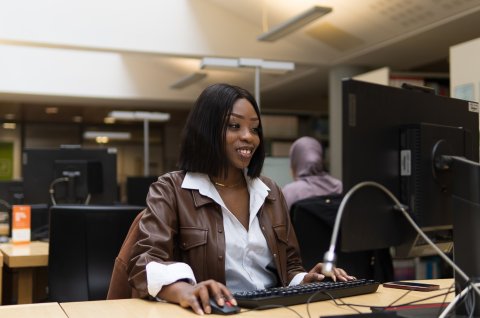 Girl working on computer